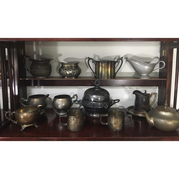 Vintage Metal Vase Coffee Set Gravy Boat Sugar Bowl Pot Bundle or Separately